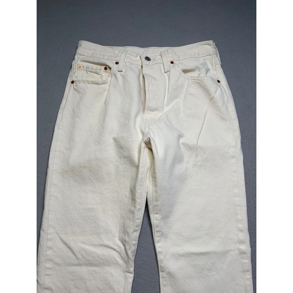 Levi's 501 Original Fit Jeans Mens 30x32 White Premium Straight Leg Raw Hem